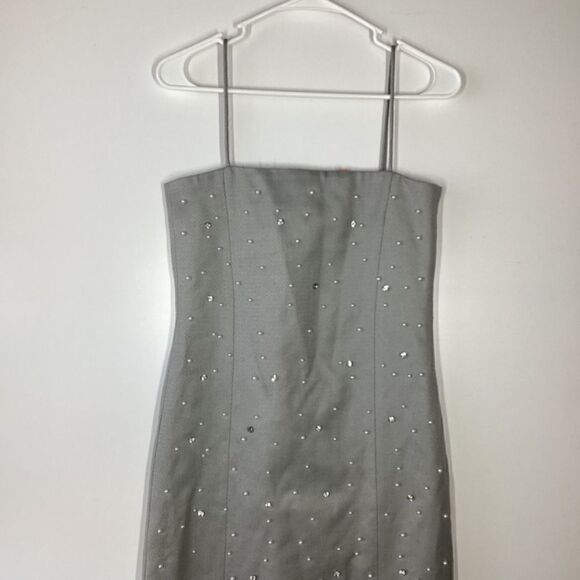 Stine Goya Aly Crystal Clusters Rhinestone Sleeveless Gray Midi Dress XXS - Picture 6 of 16
